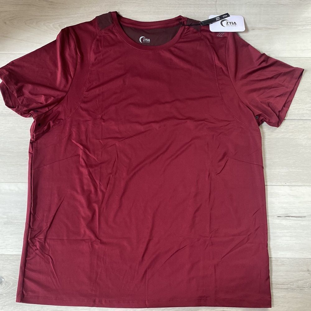 Zyia Active Men's Black Mesh‎ Ventilation T XXXL Wine Color Nwt - Picture 4 of 6